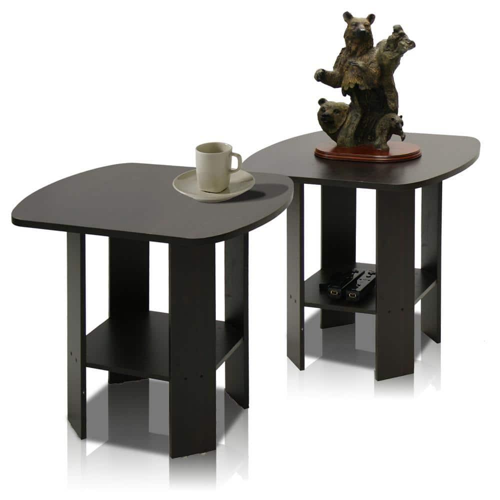 Furinno Simple Design End Table, 2-Pack, Espresso
