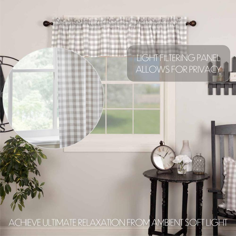 VHC Brands Annie Buffalo Grey Check Valance 16x90