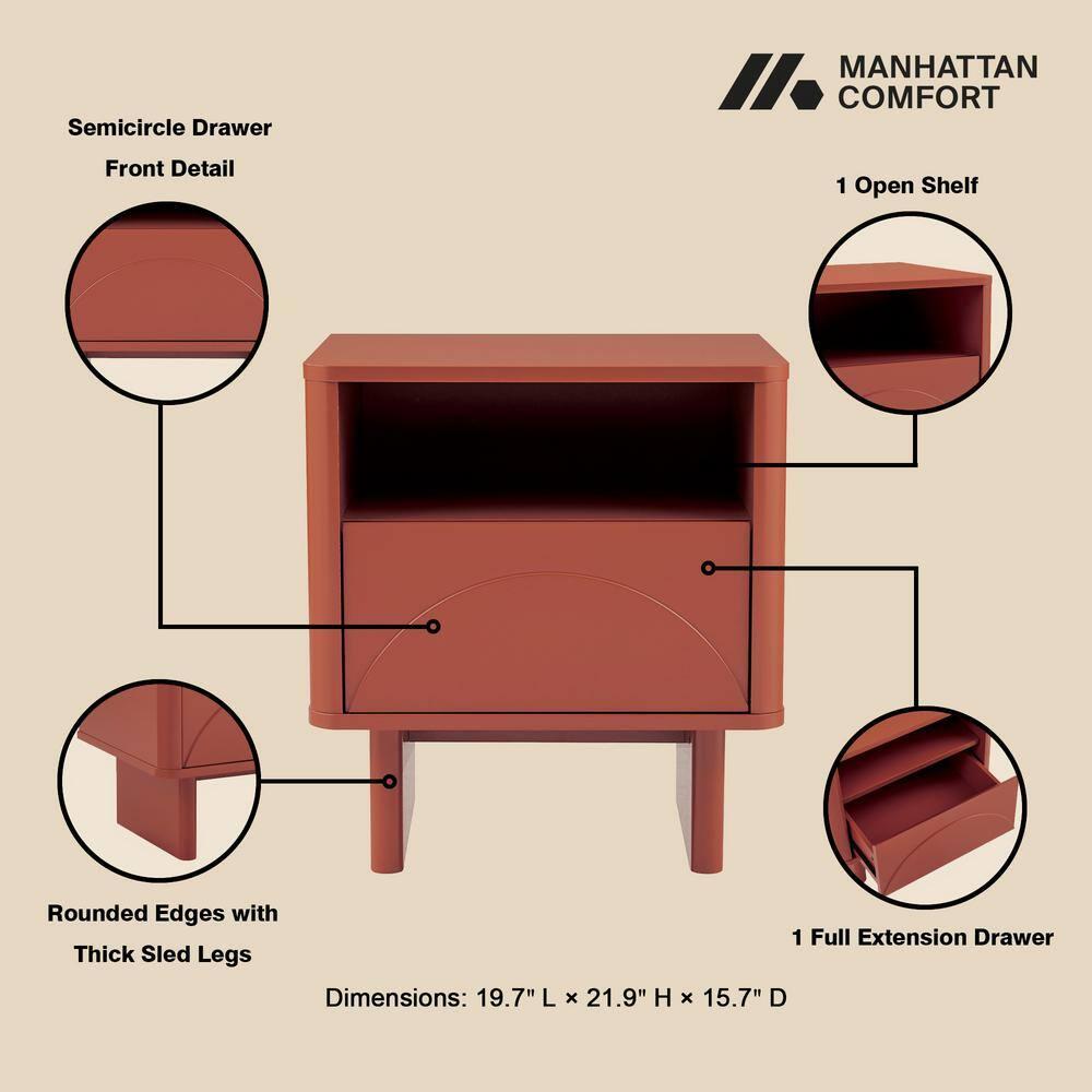 Ella Nightstand in Terracotta made from Engineered Wood