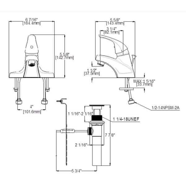 Middleton 4 in. Centerset 1-Handle Bathroom Faucet in Satin Nickel