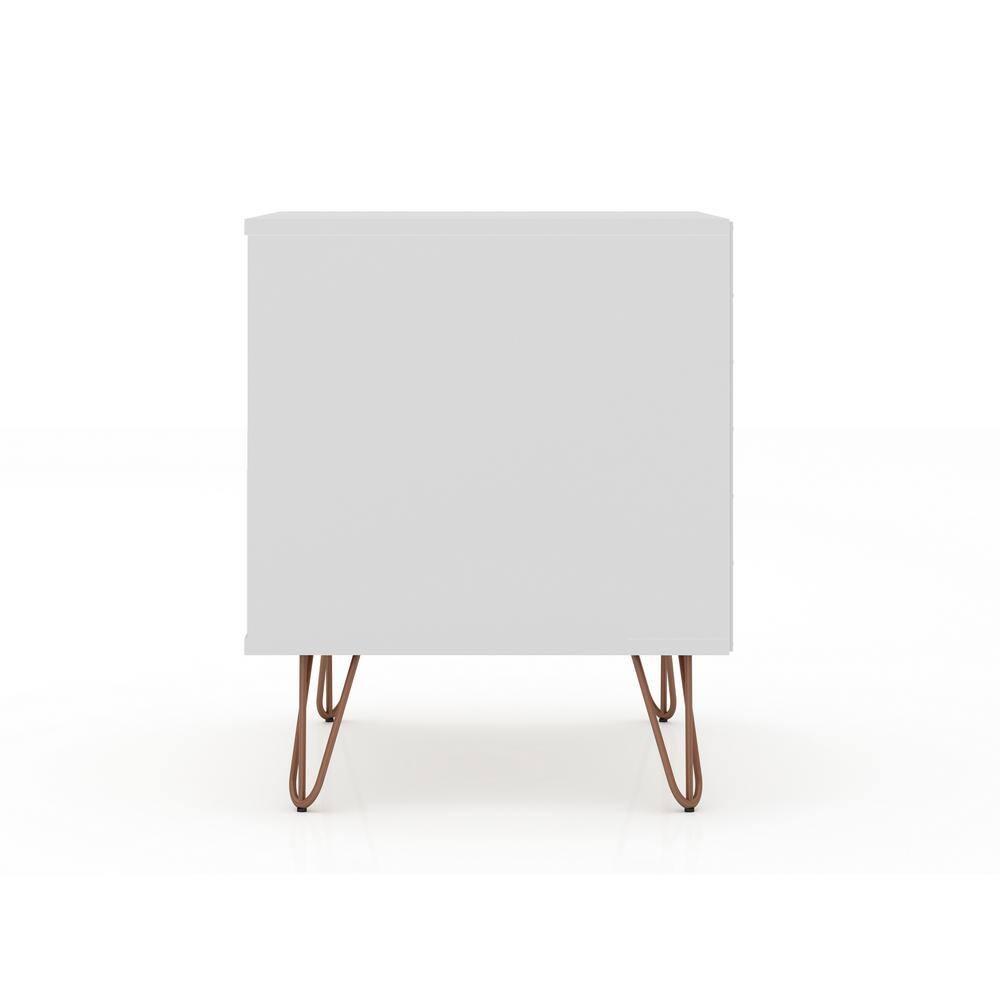 Set of 2 Rockefeller 2 Drawer Nightstands White - Manhattan Comfort: Modern Splayed Metal Legs, MDF