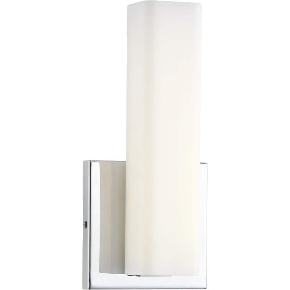 Progress Lighting Beam Collection 1-Light LED Wall Bracket, Steel, Polished Chrome, Opal Glass Shade