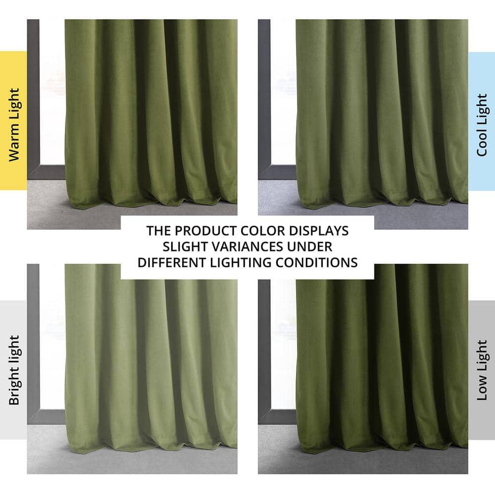 Half Price Drapes Signature Basque Green Velvet Blackout Curtains For Bedroom(1 Panel), 50WX 96L