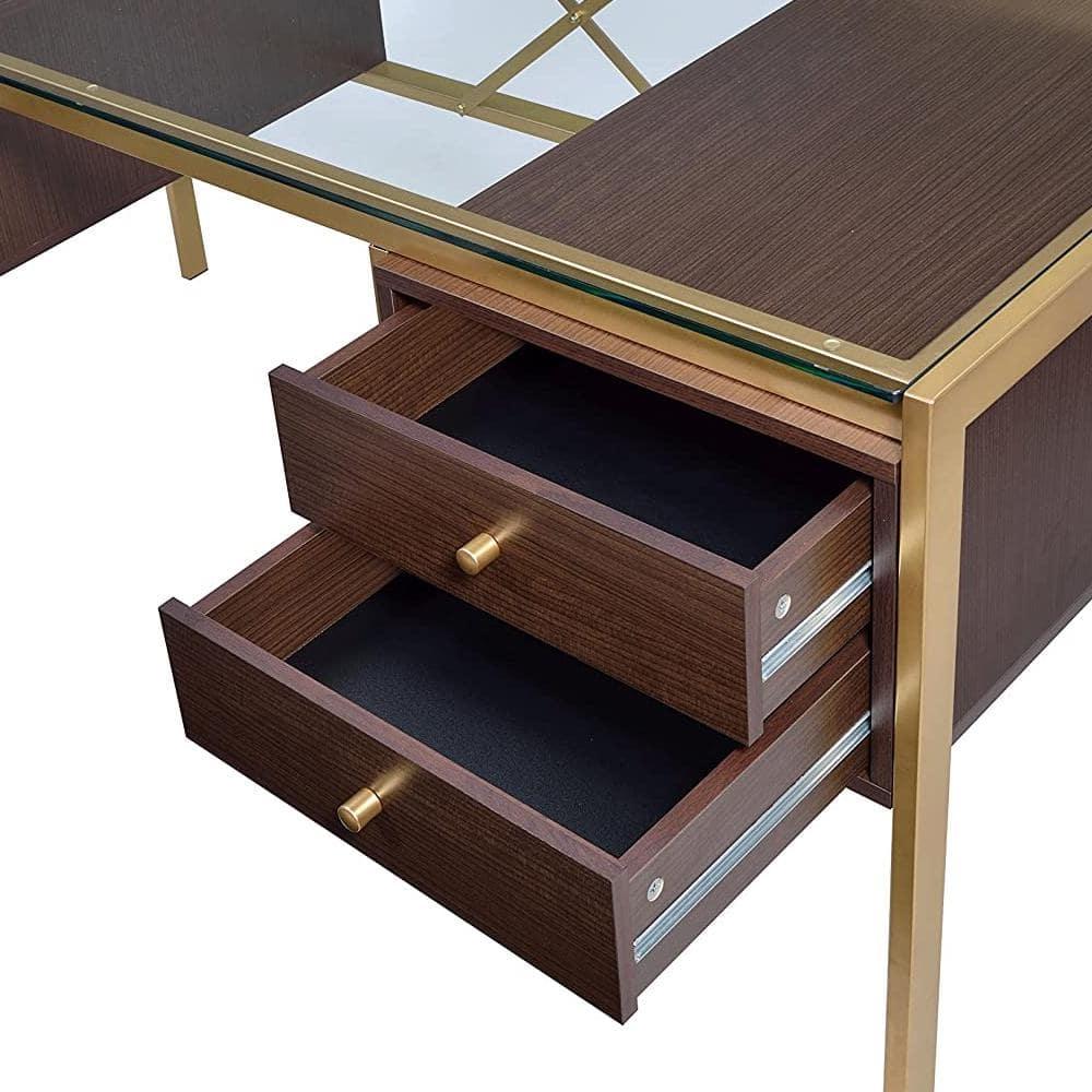 Everly Quinn Solid Wood Top Metal Base Writing Desk