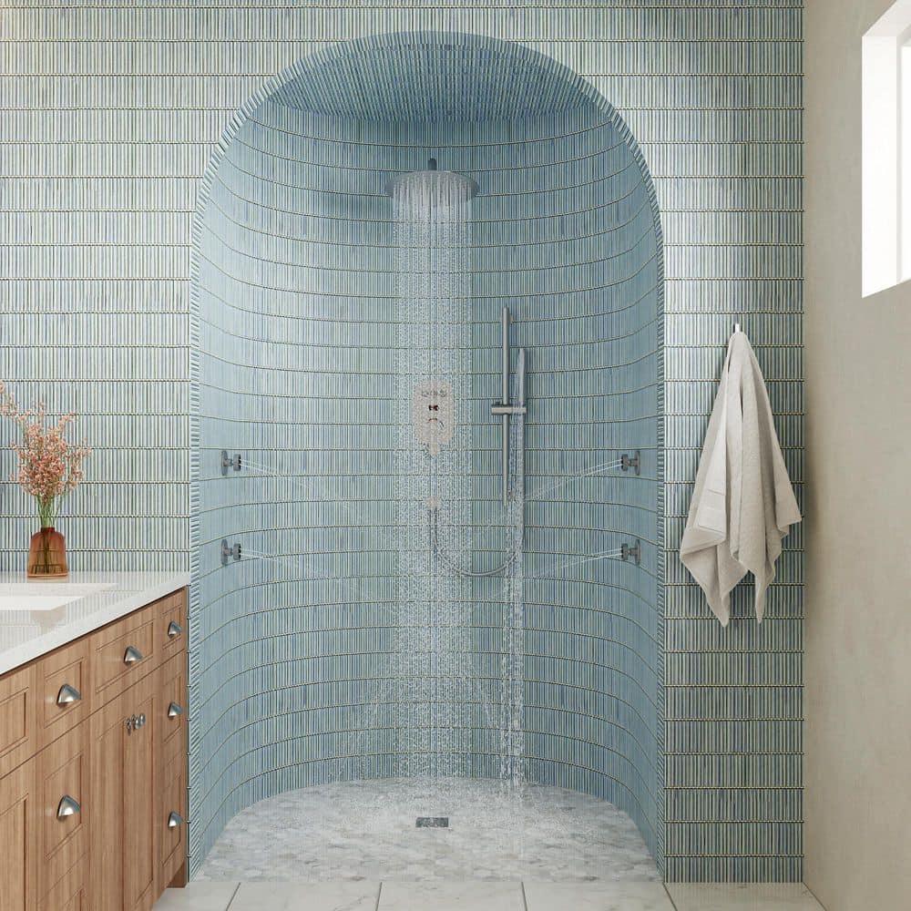 CASAINC 3-Function 12 Inch Temperature Digital Display Shower System With 2-Setting Slider Bar Handheld And 4Pcs Body Jets BR01009SX12BN