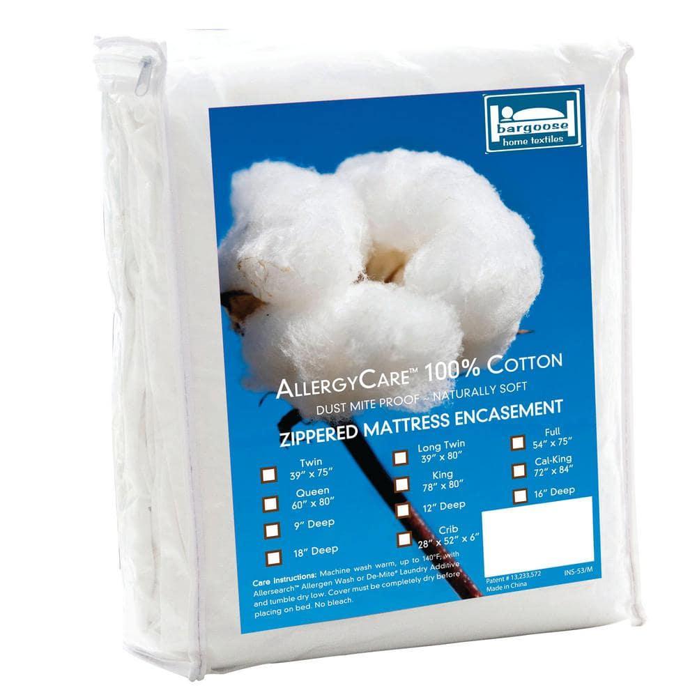 Bargoose Home Textiles 100% Cotton Breathable 9" Deep Mattress Protector, Blocks Dust Mites, Pollen and Pet Dander