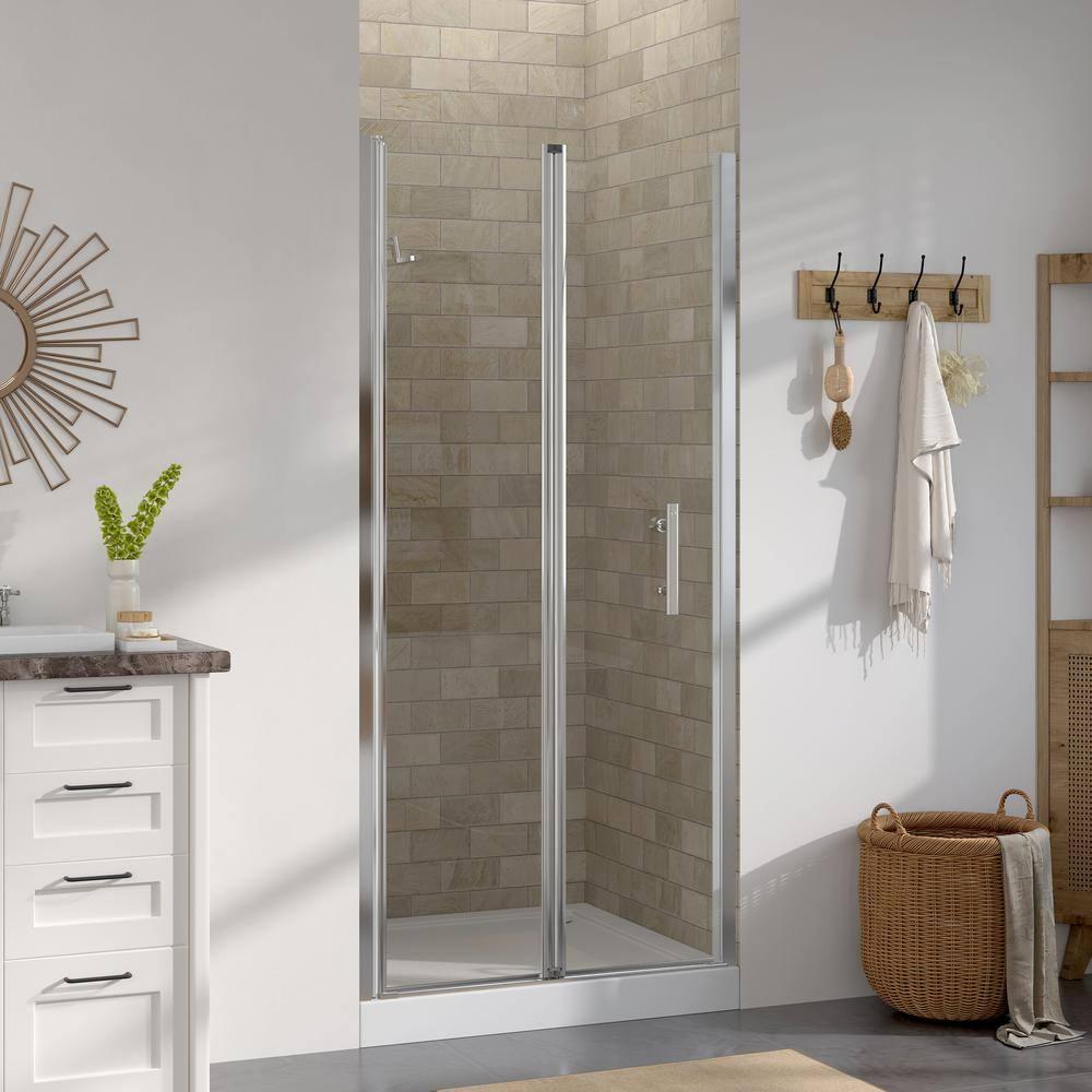 72 in. Chrome Semi-Frameless Bifold Shower Door with Tempered Glass