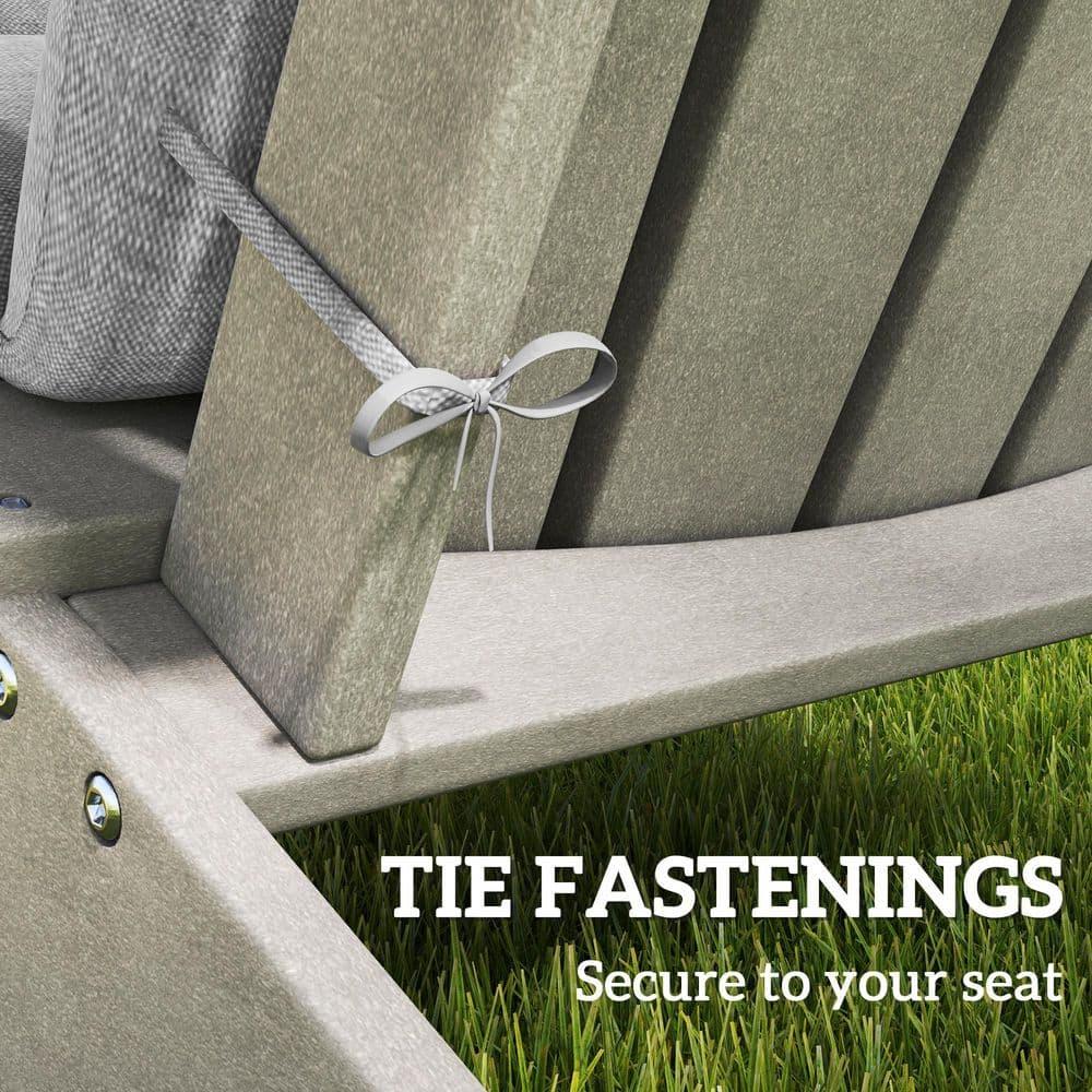 Outsunny Set of 4 Adirondack Chair Cushion, High Back Outdoor Chair Cushions with Ties, Gray