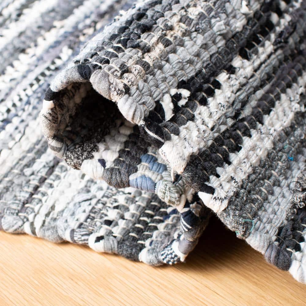 SAFAVIEH Rag Dania Striped Cotton Area Rug, Grey, 10' x 14'