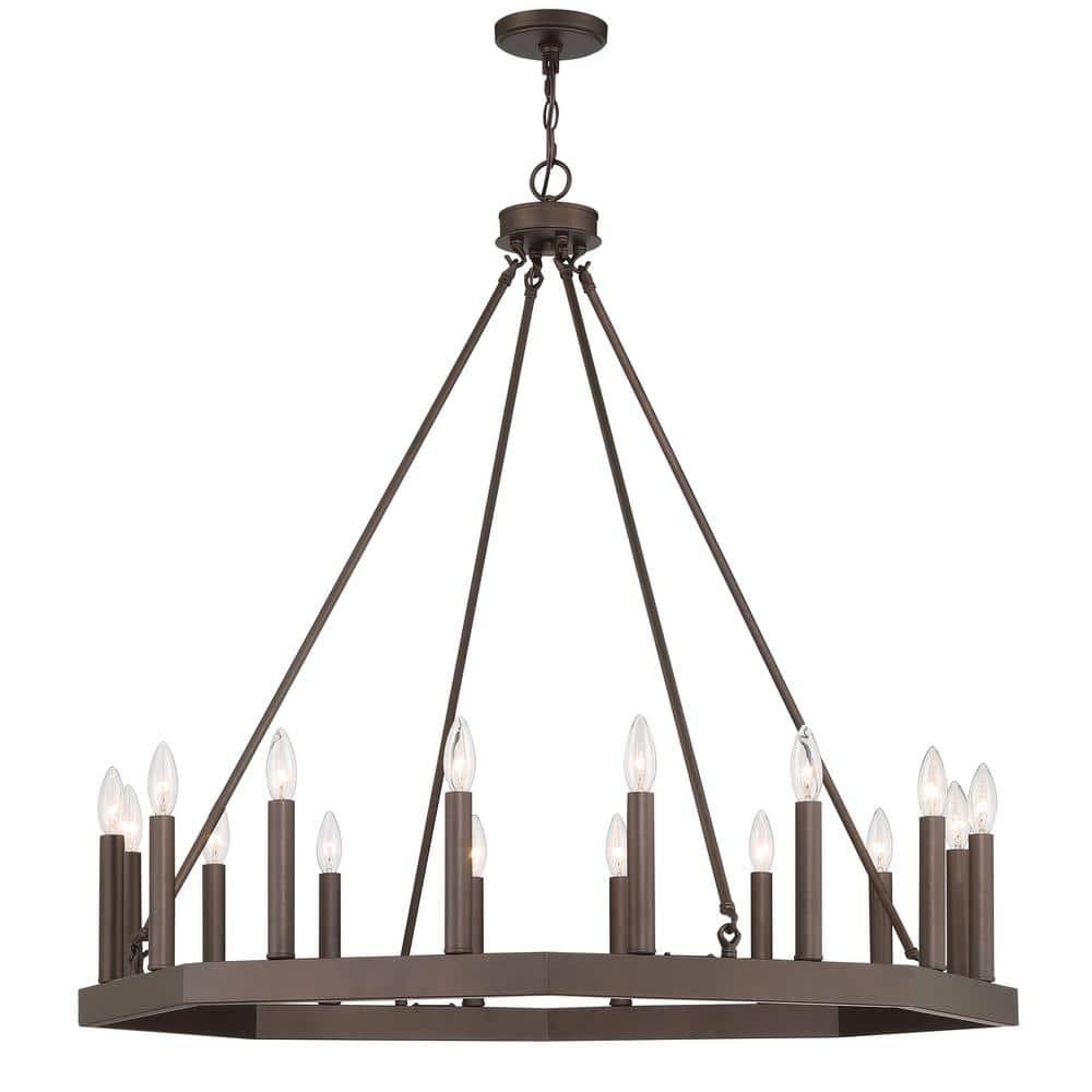 Vanity Art Farmhouse Vintage 16 Lights Wagon Wheel Chandelier Lights Ceiling Light Fixture for Living Room Dining Room 10586-ORB