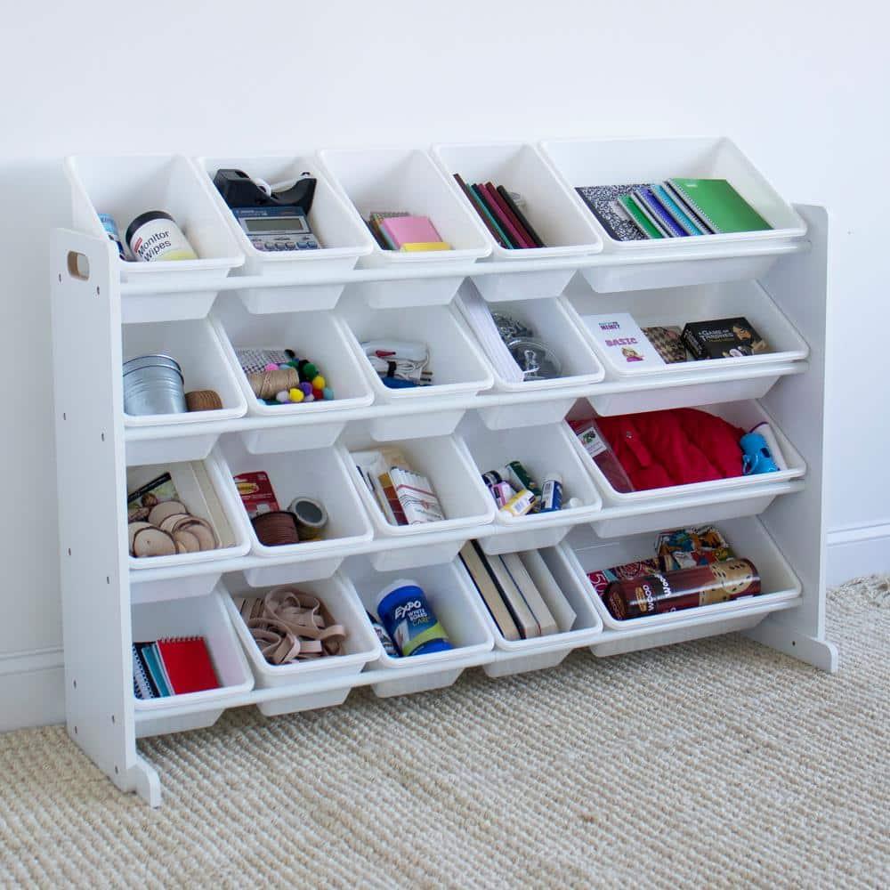 Cambridge Extra Large Kids' Toy Storage Organizer with 20 Storage Bins White - Humble Crew: MDF Bin Shelves, 4 Shelves