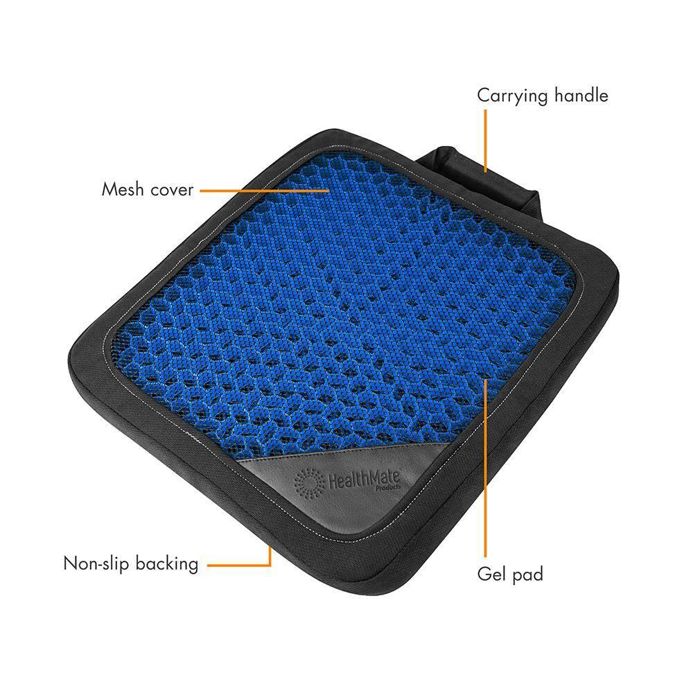HEALTHMATE Comfy Gel Cushion Gel Seat Cushion for Long Sitting for Back, Sciatica and Tailbone Pain Relief, for Office Chair, Car, Wheelchair, Long Trips (Square)