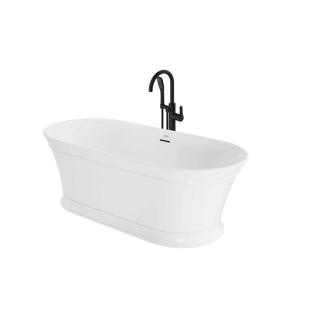 Lyndsay 67" x 32" Freestanding Soaking Acrylic Bathtub with Faucet