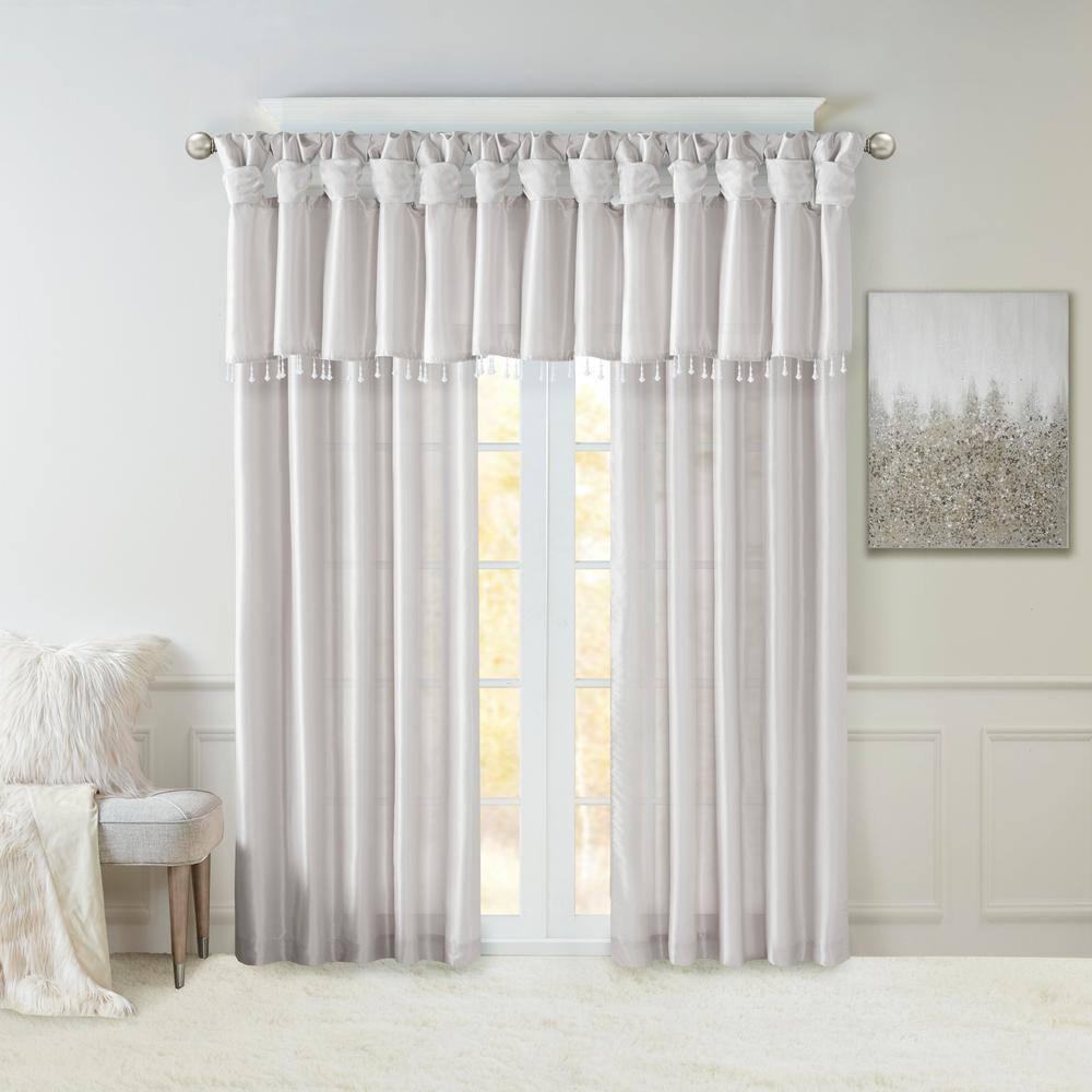 Madison Park Emilia Lightweight Faux Silk Single Valance with Beads
