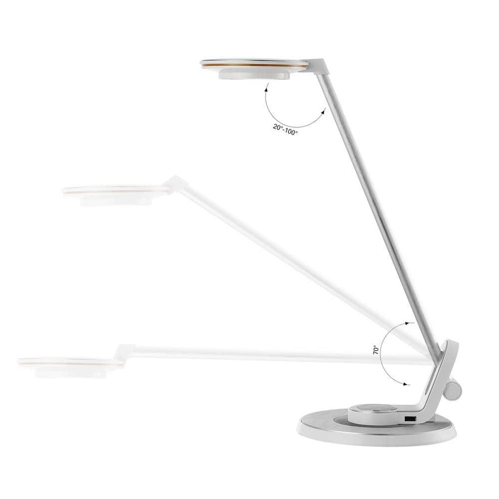 JONATHAN Y JYL7701B Dixon 18.5" Aluminum Contemporary Minimalist Adjustable Dimmable USB Charging LED Task Lamp, Farmhouse, Modern for living room, dinning room, bedroom Bulb Included, Sliver
