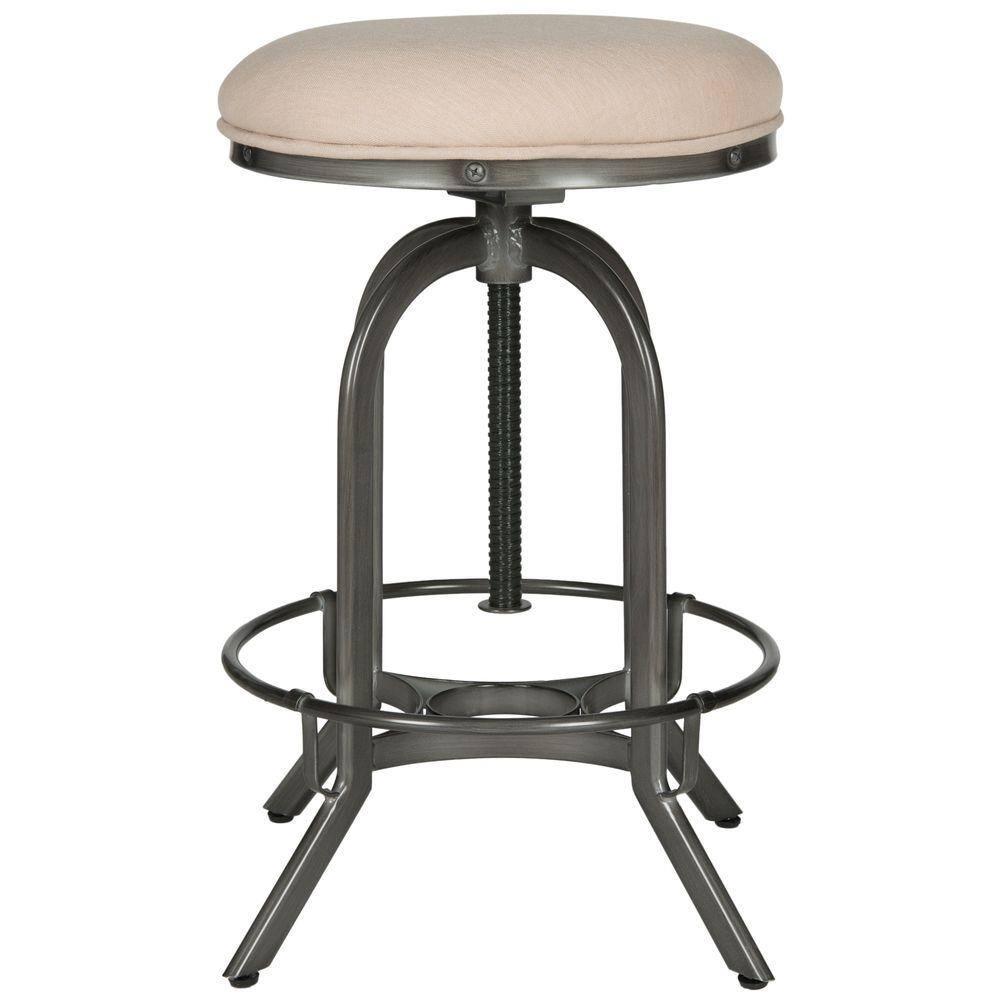 Wildomar Swivel Bar Stool - Beige/Antique Iron - Safavieh