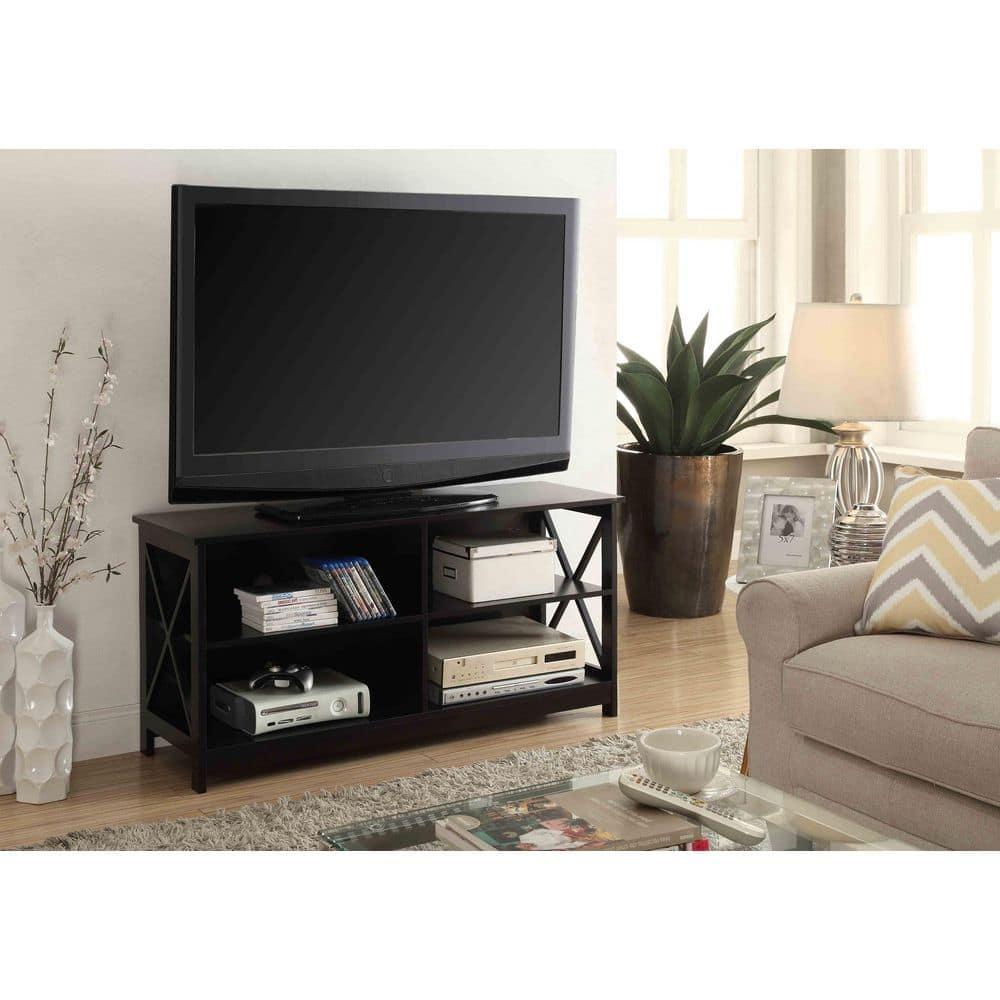 Convenience Concepts Oxford 55 inch TV Stand with Shelves, Black