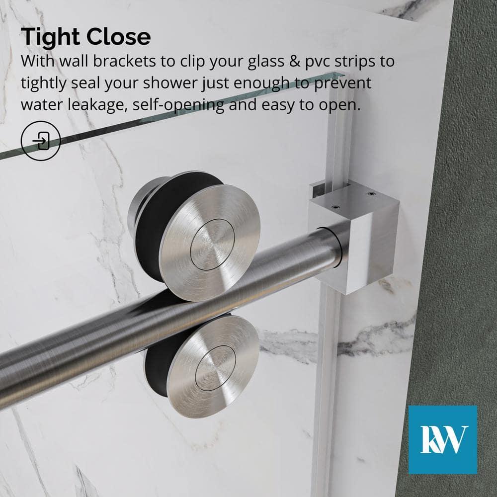 Frameless Sliding Shower Door, 76 x (44-48) Inch Frameless Shower Door, 5/16" (8mm) Clear Tempered Glass in Brushed Nickel Finish, Glass Shower Door