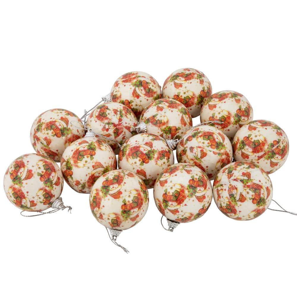 Northlight Seasonal 14-Piece Snowman Decoupage Christmas Ball Ornament Set 2.25" (60mm)
