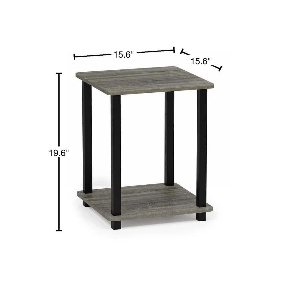 Furinno Engineered Wood Simplistic End Table in French Oak Gray/Black (Set of 2)