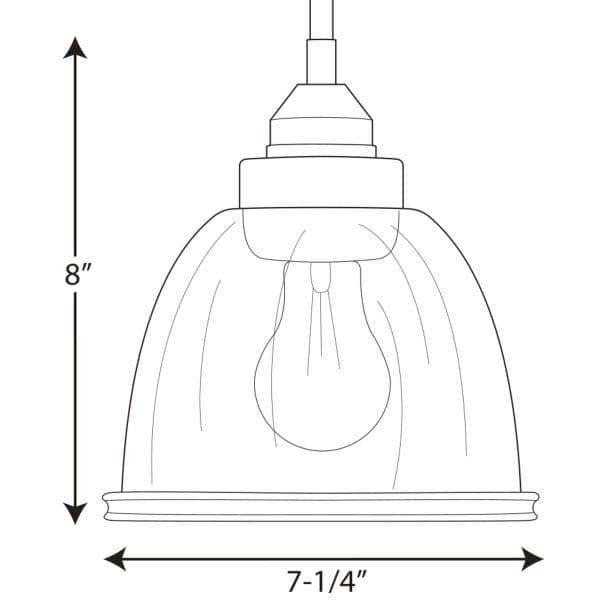 P500137-020-Progress Lighting-Saluda - Pendants Light - 1 Light - Bell Shade in Coastal style - 7.25 Inches wide by 8 Inches high-Antique Bronze