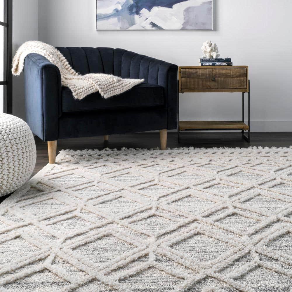 Nuloom 9x12 Ansley Moroccan Tassel Indoor Area Rug, Light Grey, Textured Bohemian Design, Plush High Pile, Stain Resistant, Bedroom, Living Room