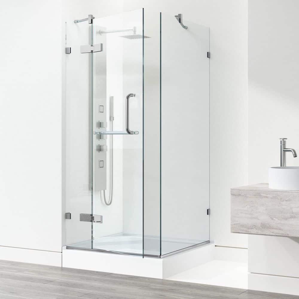 Monteray 36" W x 36" D x 79" H Hinged Frameless Shower Enclosure with 3/8Clear Glass&Base