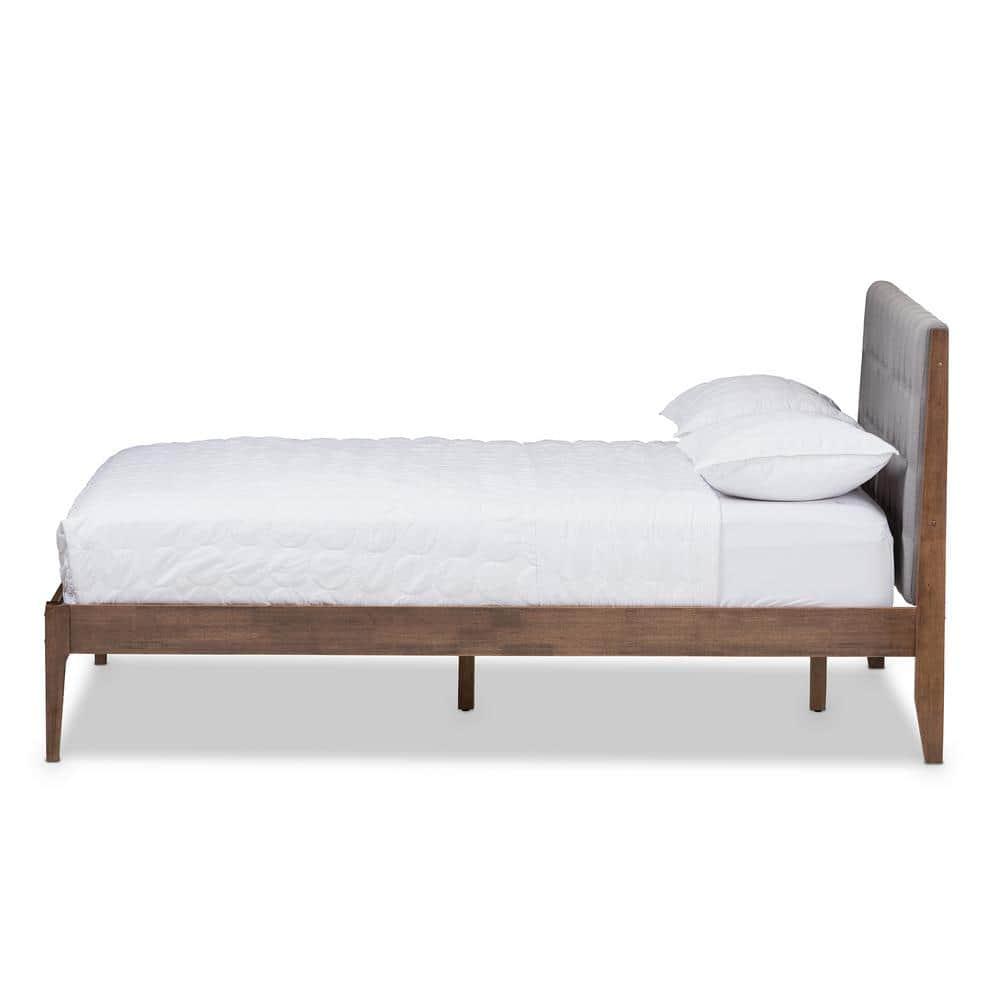 Baxton Studio Clifford Mid-Century Platform Bed, Full, Brown/Gray