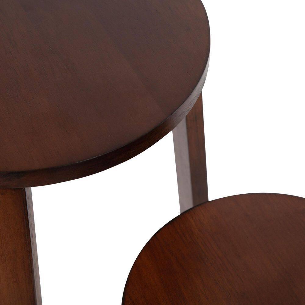 Kate and Laurel Rioux Round Wood Nesting Table, 2 Piece, Walnut Brown