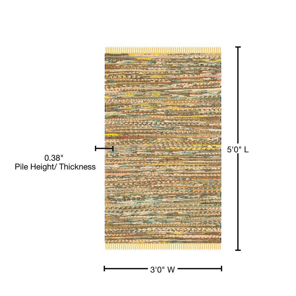 Rag Rug RAR121 Hand Woven Indoor Accent Rug - 3'x5' - Yellow/Multi - Safavieh