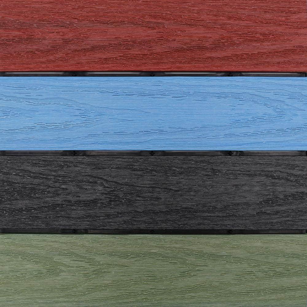 NewTechWood – UltraShield Naturale Deck Tiles for Outdoor Flooring, Weather-Resistant Patio Flooring, Set of 10 1x1-foot Interlocking Deck Tiles, Outdoor Patio Tiles, Rainbow