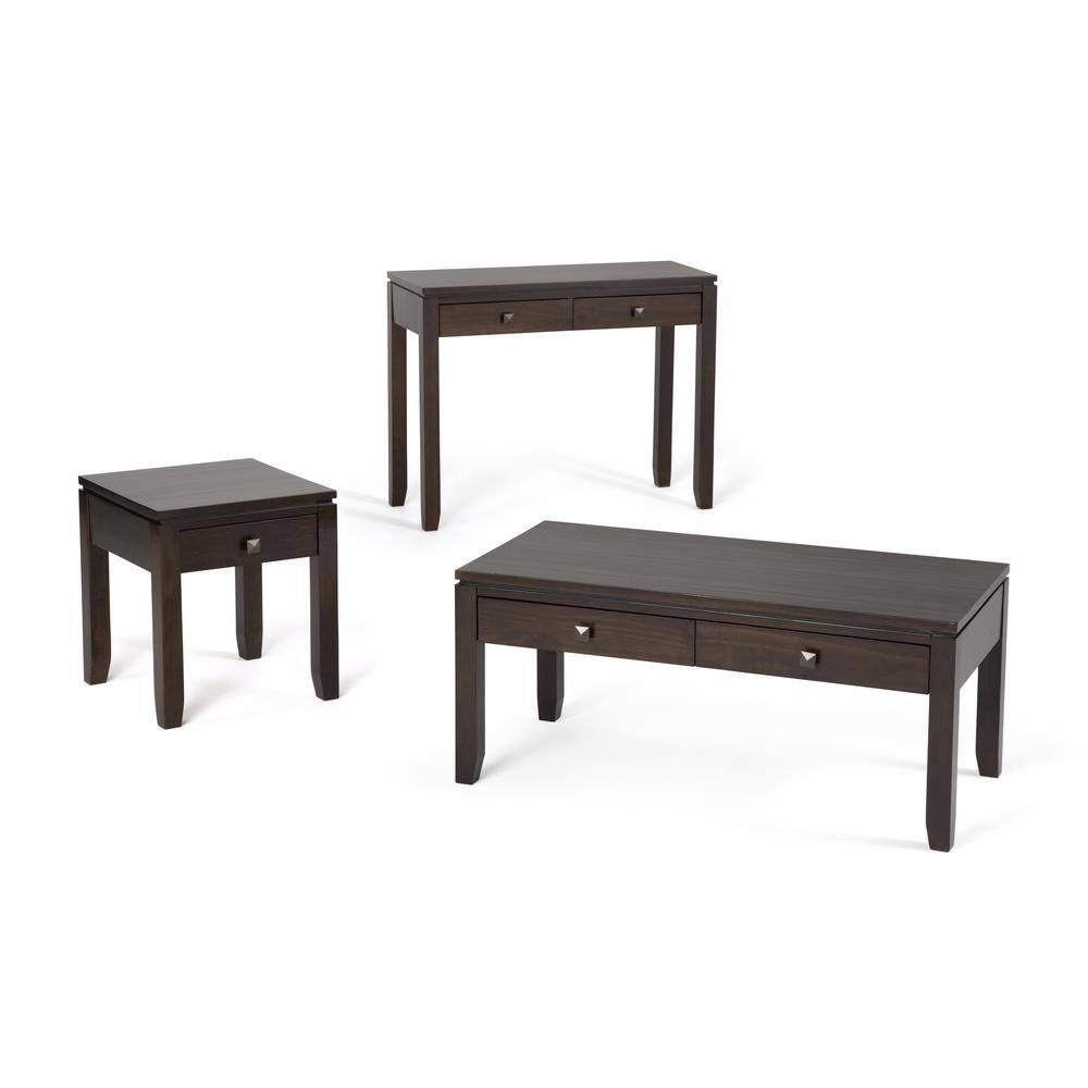 Simpli Home Cosmopolitan Solid Wood Console Table with 2 Drawers Mahogany Brown
