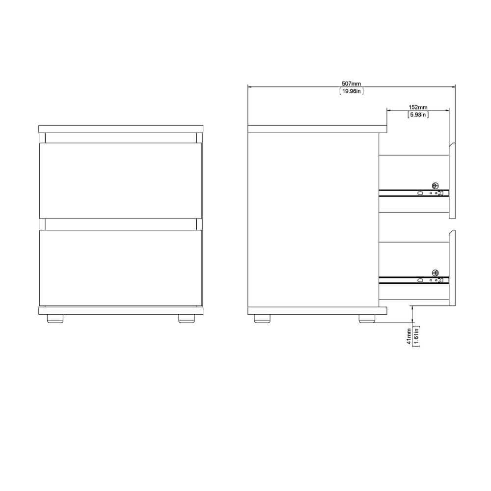 Tvilum, Aurora 2 Drawer Nightstand, White