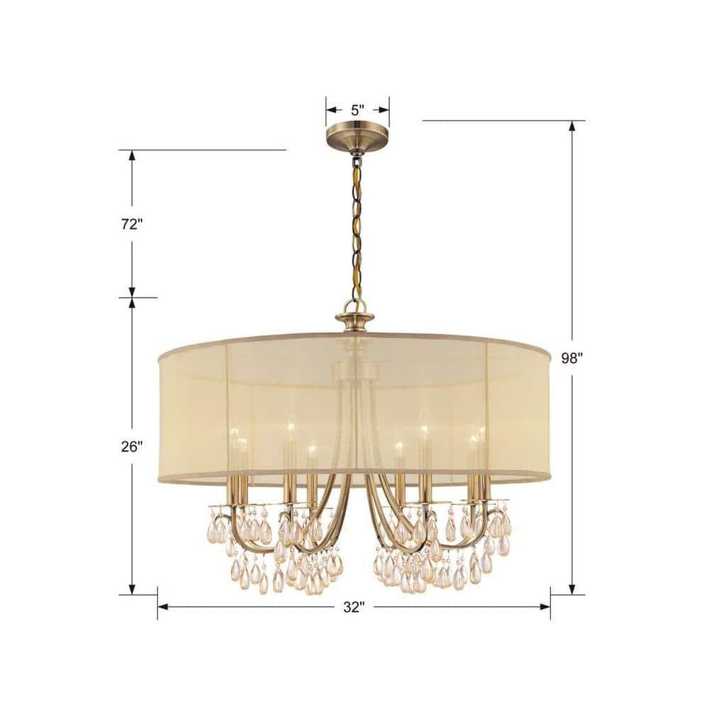 Eight Light Chandelier In Minimalist Style 32 Inches Wide By 26 Inches High-Antique Brass Finish    -Traditional Installation Crystorama Lighting