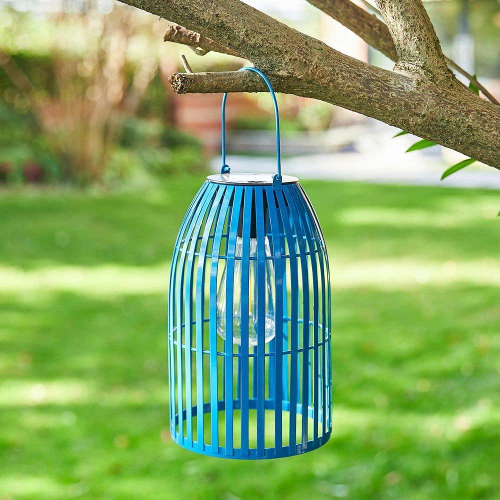 9.75" Metal Woven Solar Powered  Outdoor Hanging Lantern