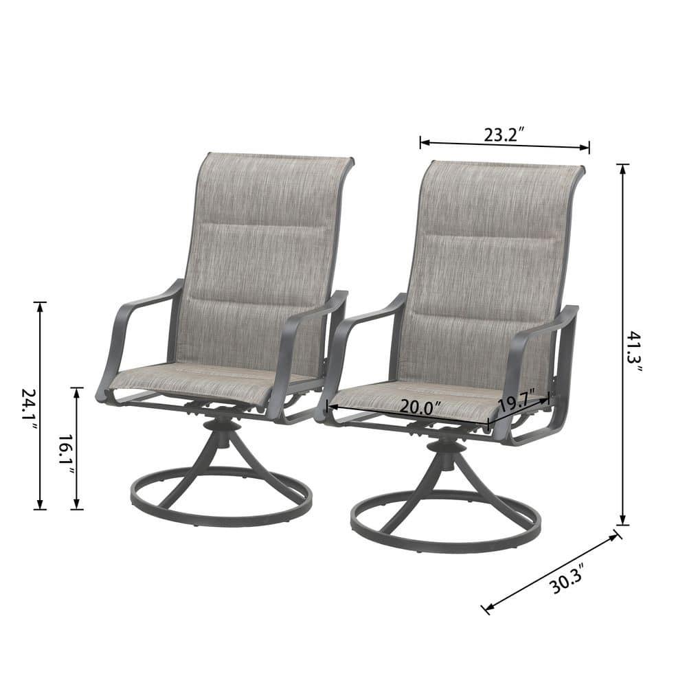 Techmilly Outdoor Dining Chairs , Patio Swivel Chairs Set of 2, Support 400lbs , Dark Grey
