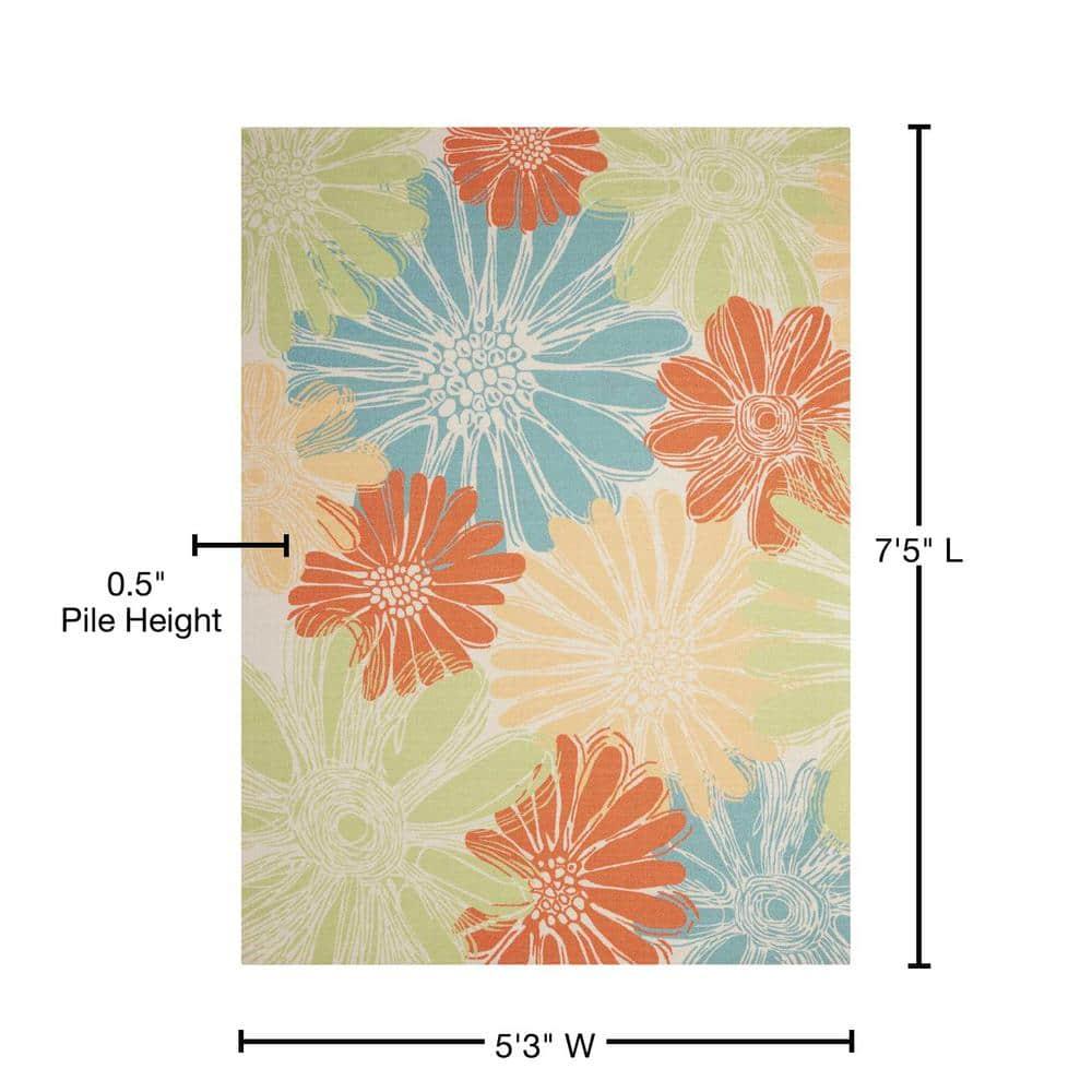 Nourison Home & Garden Ivory Indoor/Outdoor Area Rug RS022 5'3" x 7'5"