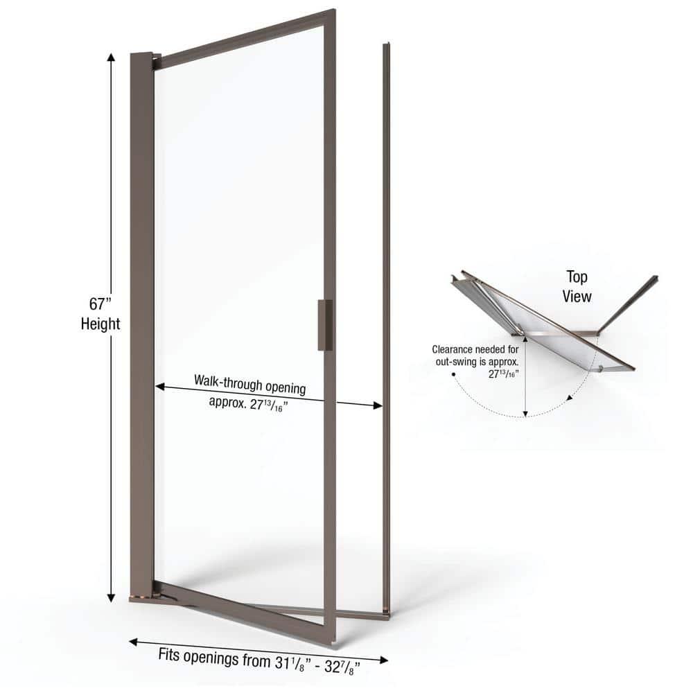 Sopora 31.13" W x 67" H Pivot Framed Shower Door