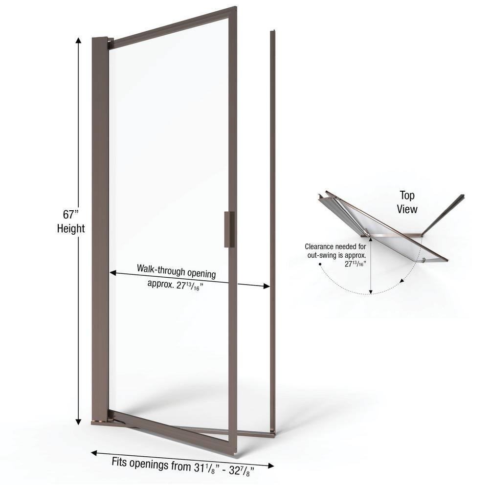 Basco Sopora 31.13" W x 67" H Pivot Framed Shower Door SOPN00A3267XPOR
