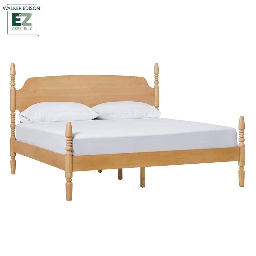 Walker Edison Vivienne Traditional Easy Assembly Solid Wood Turned Spindle Bed