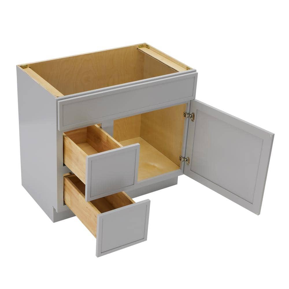 36" W Birch Plywood Freestanding Single Base 2 Drawers Storage Cabinet with Soft Close Door