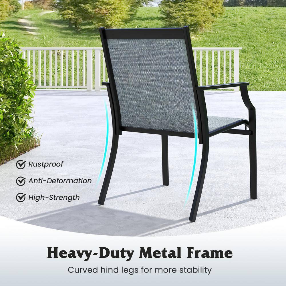 Kadyn Patio Furniture Set, 4 Piece Patio Dining Chairs Large Outdoor Chairs with Breathable Seat and Metal Frame-Blue, Patio Bistro Set, All-Weather Wicker Conversation Set
