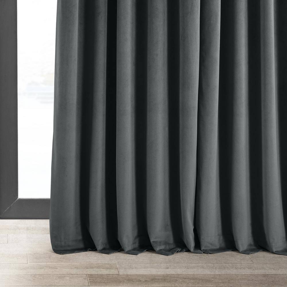Half Price Drapes Signature Natural Grey Extra Wide Velvet Blackout Curtains (1 Panel),100W X 96L