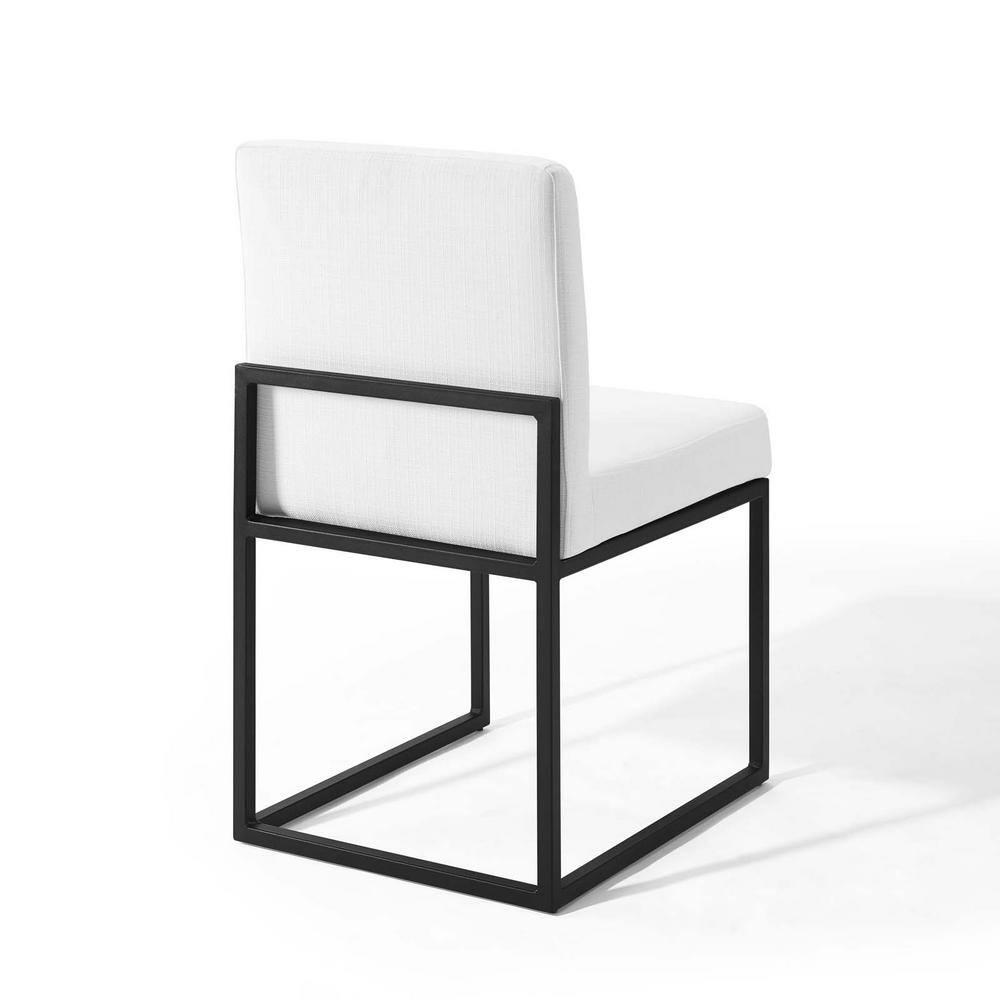 Modway Carriage 19" Channel Tufted Sled Base Fabric Dining Chair in Black/White