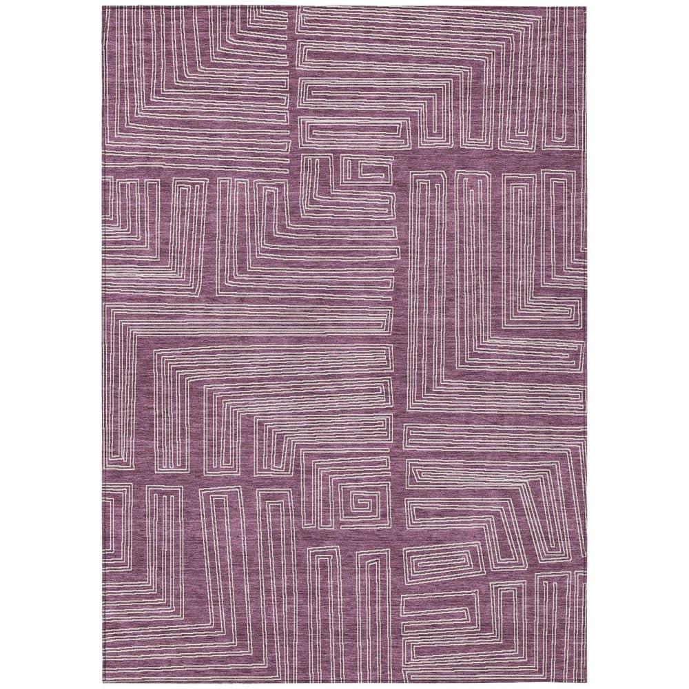 Addison Rugs Chantille Indoor/Outdoor Transitional Geometric, Abstract Eggplant Washable Rectangle Rug, 2'6" x 3'10"