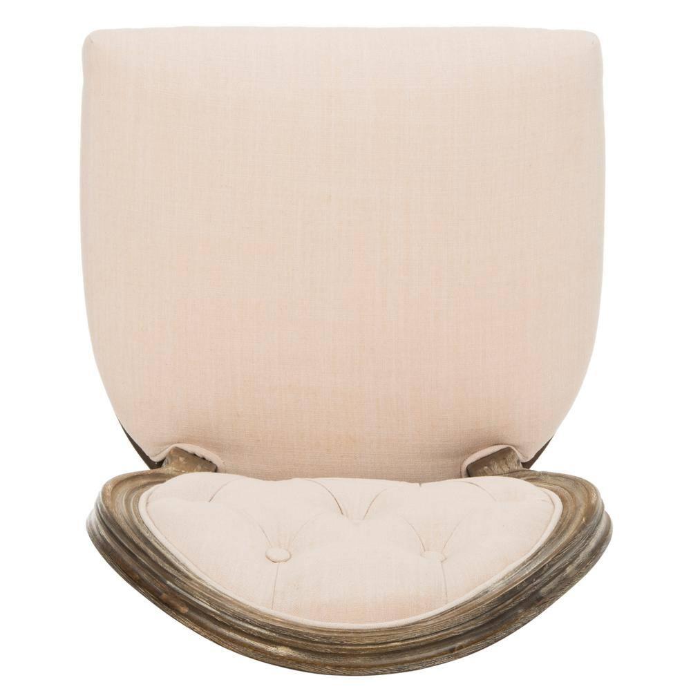 Holloway Tufted Oval Side Chair (Set of 2) - Beige/Rustic Oak - Safavieh