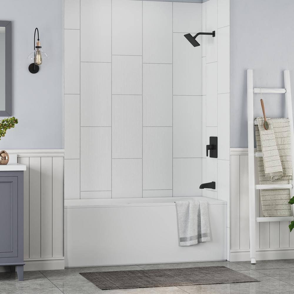 CASAINC 60"W 75/96"H Glue Up SMC Shower & Tub Wall Panel Surround,0.138 Thick,Cuttable,Quick Install