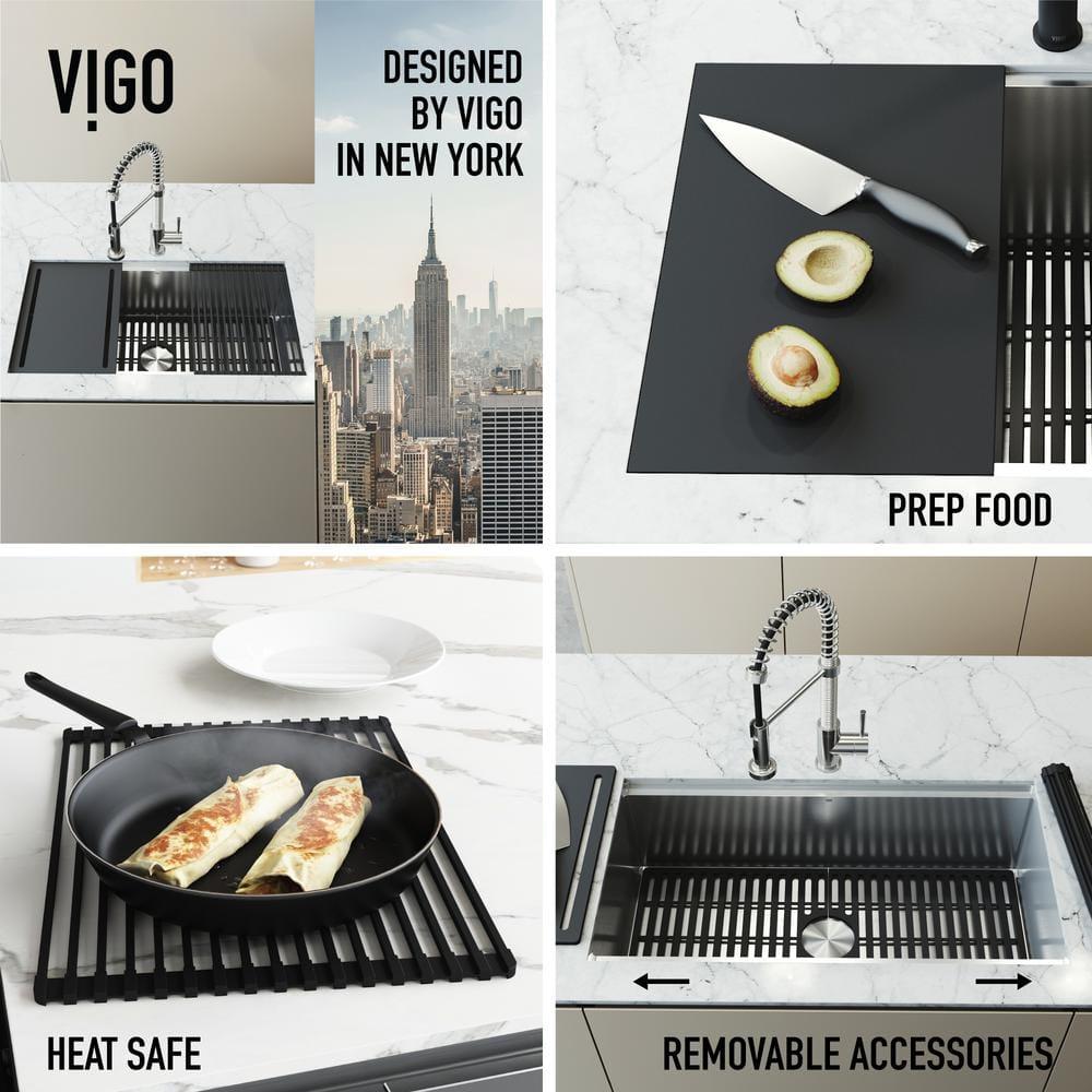 VIGO VIGO 36" Mercer Stainless Steel Undermount Kitchen Sink with Accessories VGR3620CK1
