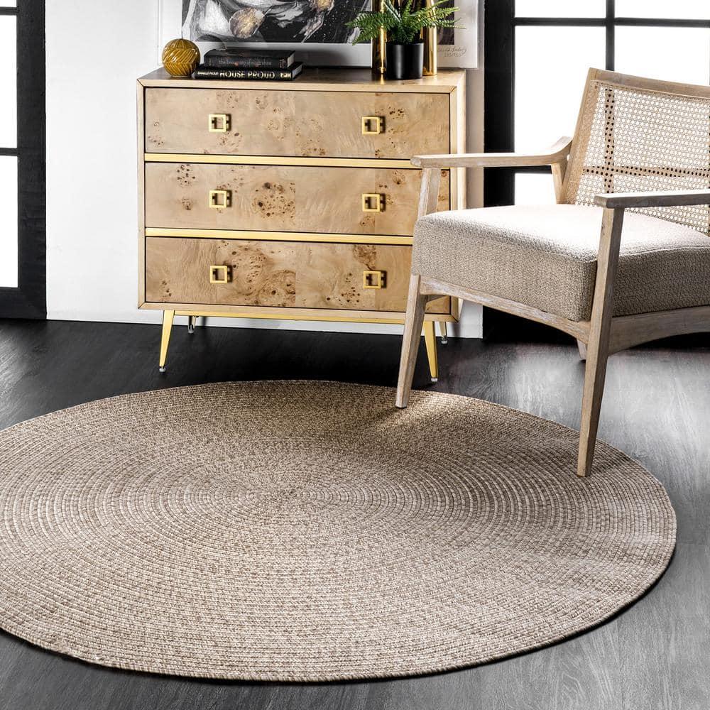 nuLOOM Wynn Braided Indoor/Outdoor Tan 5' Casual Round Rug