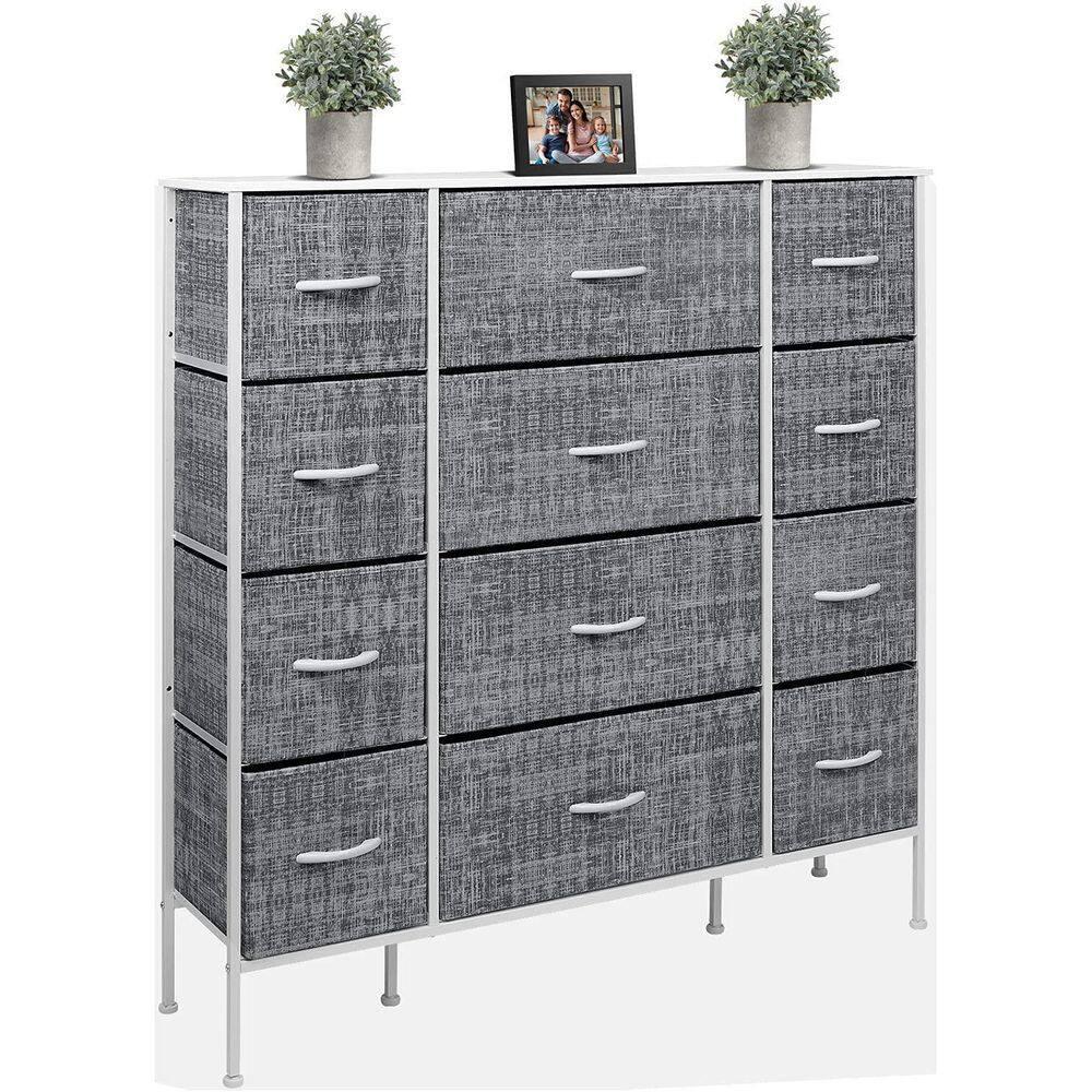 Sorbus 12 Drawers Dresser with Steel Frame and Wood Top